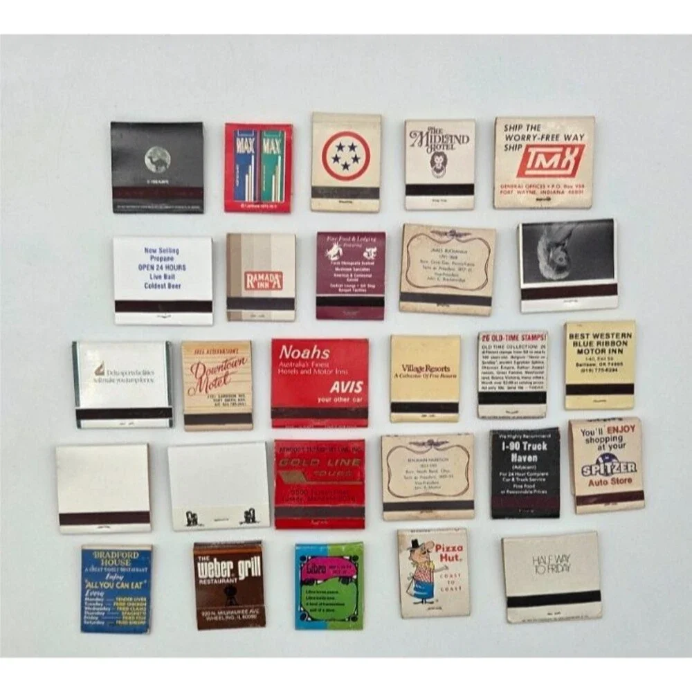 Vintage Advertising Matchbook Lot 27 Pc New Used Hotel Restaurant Motel Bar